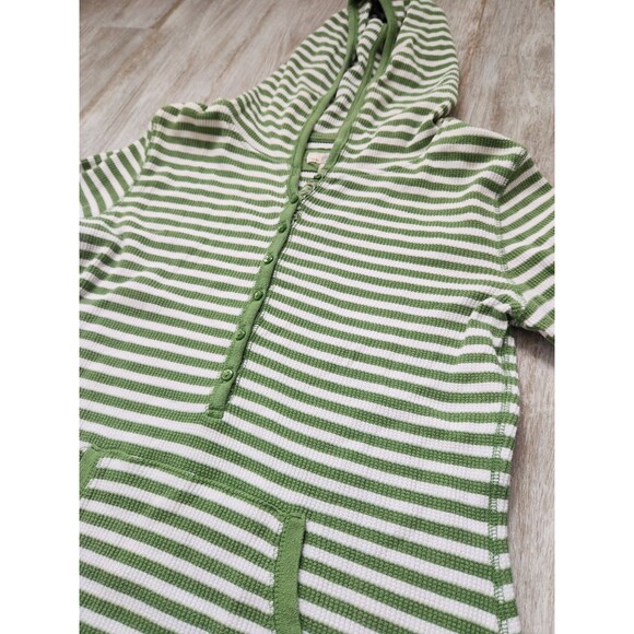 VTG Y2K So Wear It Declare It Waffle Knit Hoodie Green White Stripe Pocket Sz L - Picture 2 of 7
